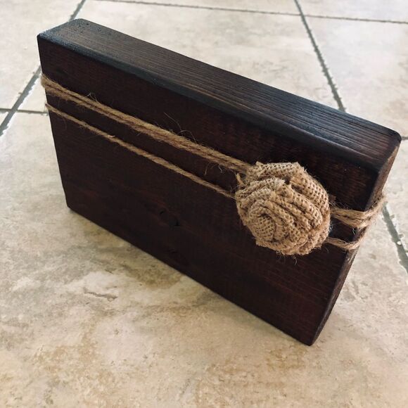 Solid Wood Rustic Farmhouse Twine Picture Frame Block - Picture 3 of 3